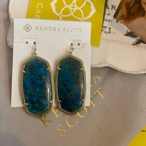 Kendra Scott Gold and Aqua Apatite Danielle Statement Earrings